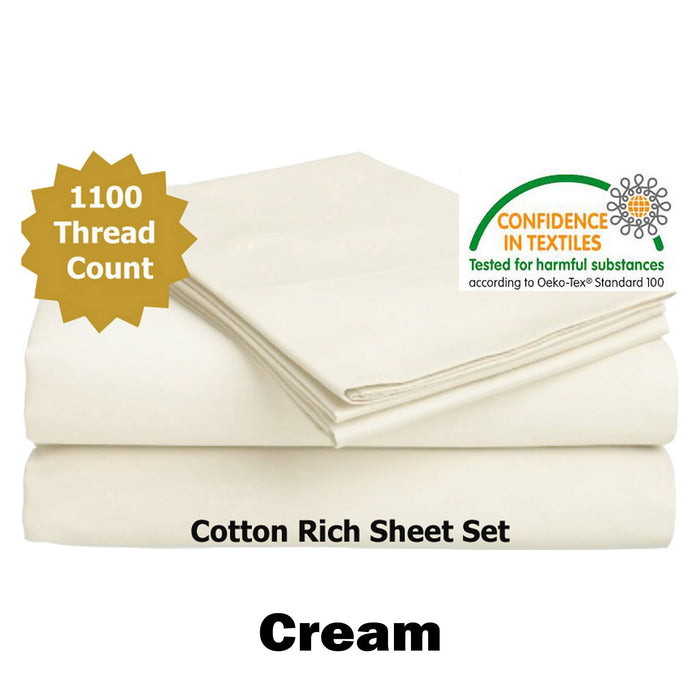 1100Tc Cotton Rich Sheet Set Cream Queen