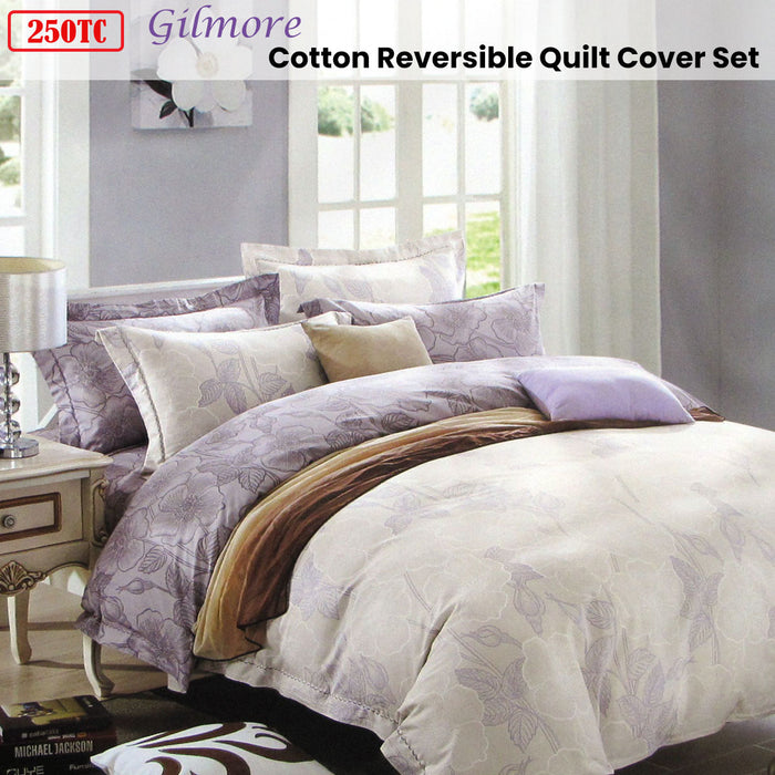 250Tc Gilmore Cotton Reversible Quilt Cover Set King