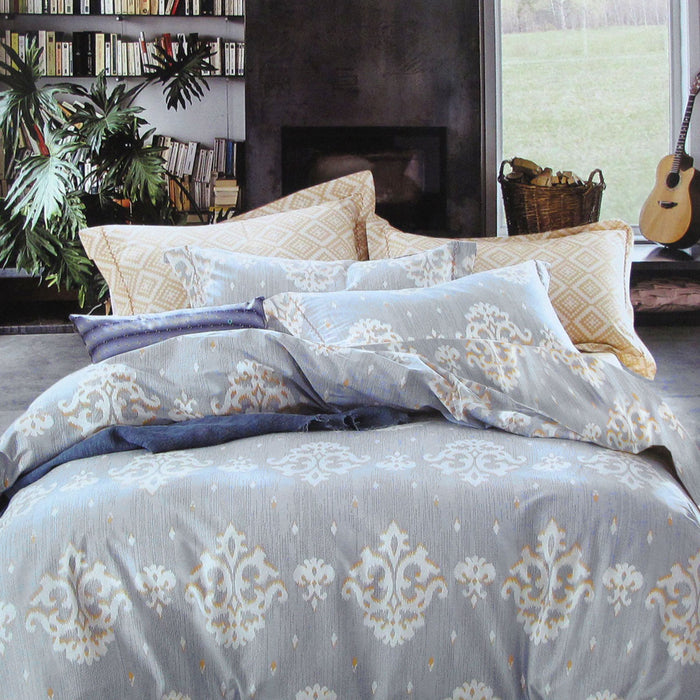 250Tc Royal Damask Cotton Quilt Cover Set Queen