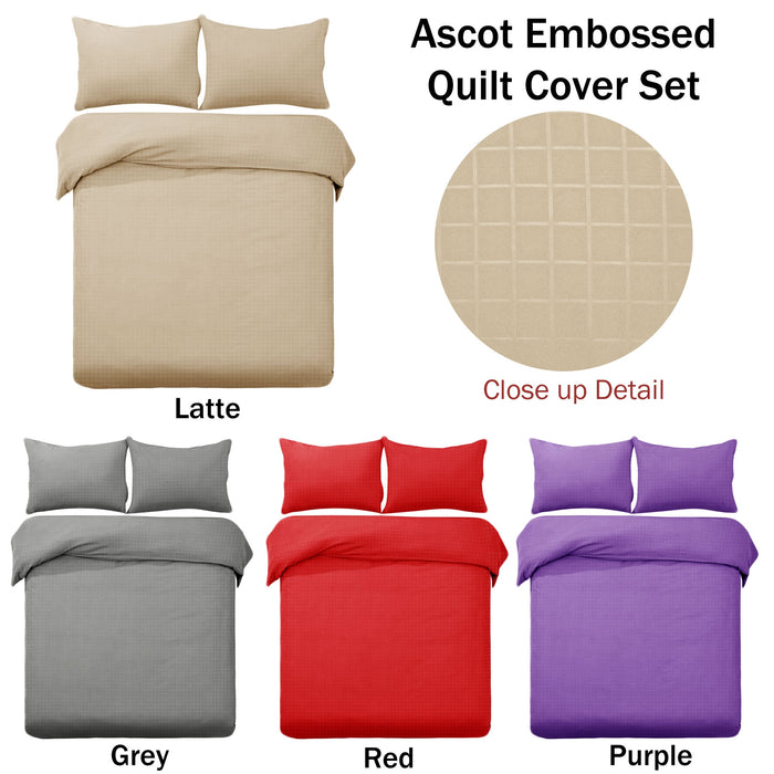 Ascot Embossed Quilt Cover Set Latte King