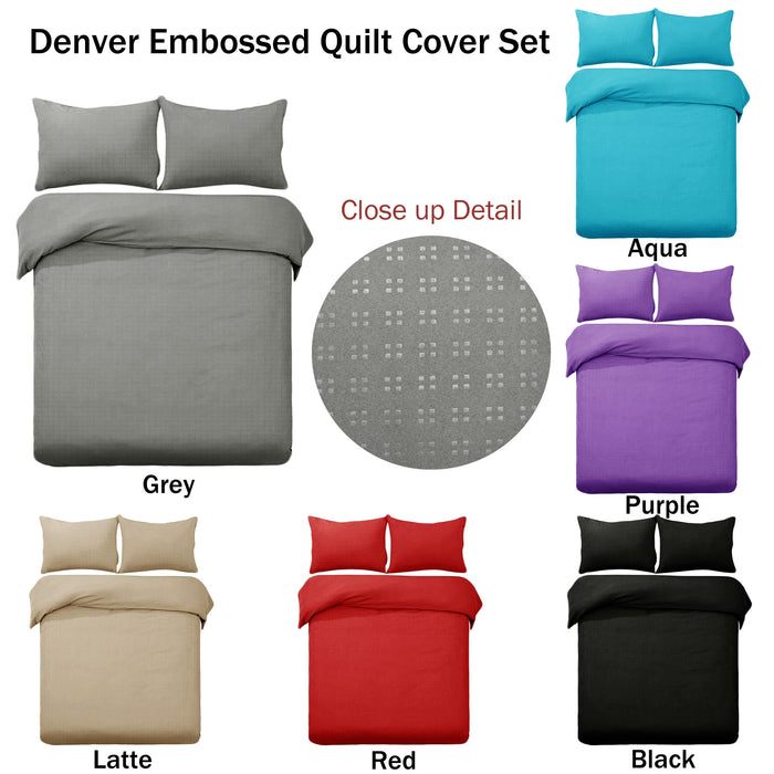 Denver Embossed Quilt Cover Set Black King
