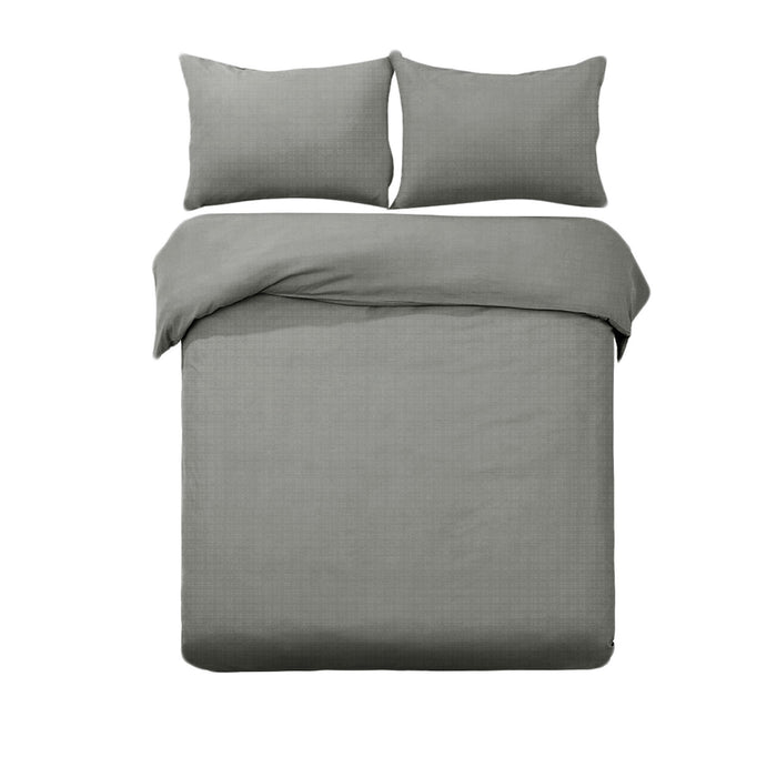 Denver Embossed Quilt Cover Set Grey King