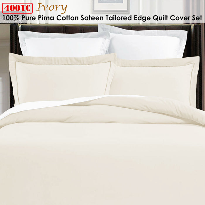 Pima Cotton Ivory Quilt Cover Set King