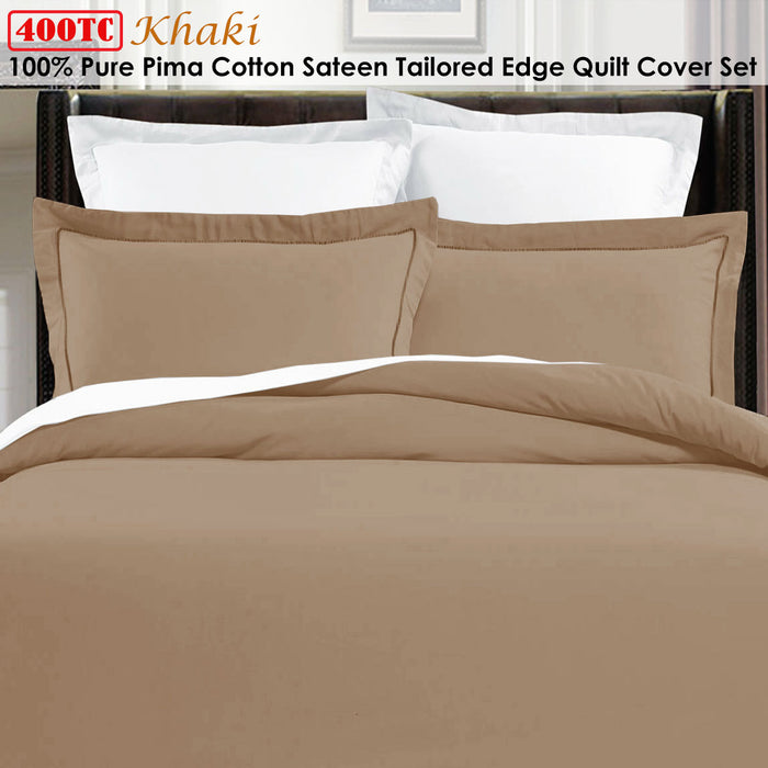 Pima Cotton Khaki Quilt Cover Set King