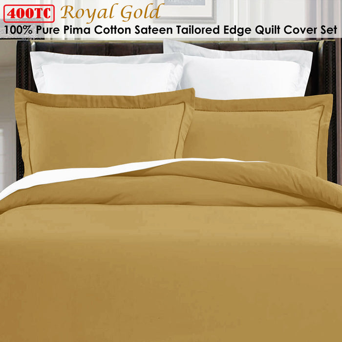 Pima Cotton Royal Gold Quilt Cover Set King