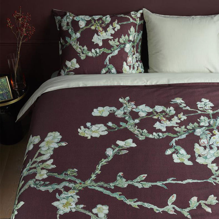 Van Gogh Blossom Dark Red Cotton Quilt Cover Set King