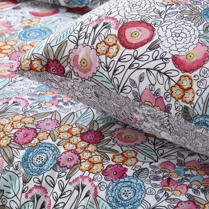 Amara Washed Cotton Printed Reversible Quilt Cover Set Queen