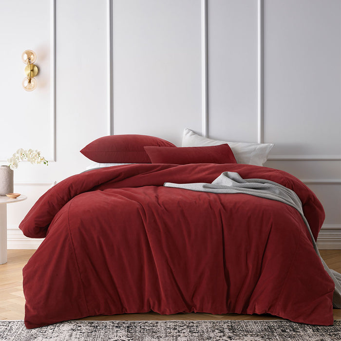 Cotton Velvet Quilt Cover Set Rouge King