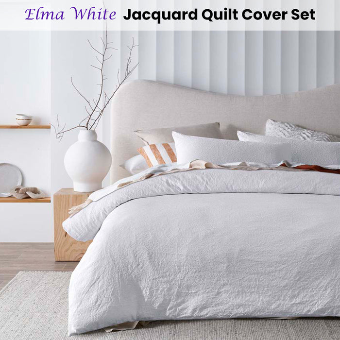 Elma White Jacquard Quilt Cover Set King