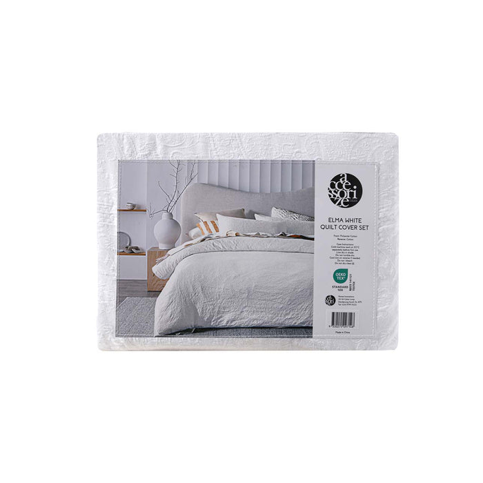 Elma White Jacquard Quilt Cover Set King