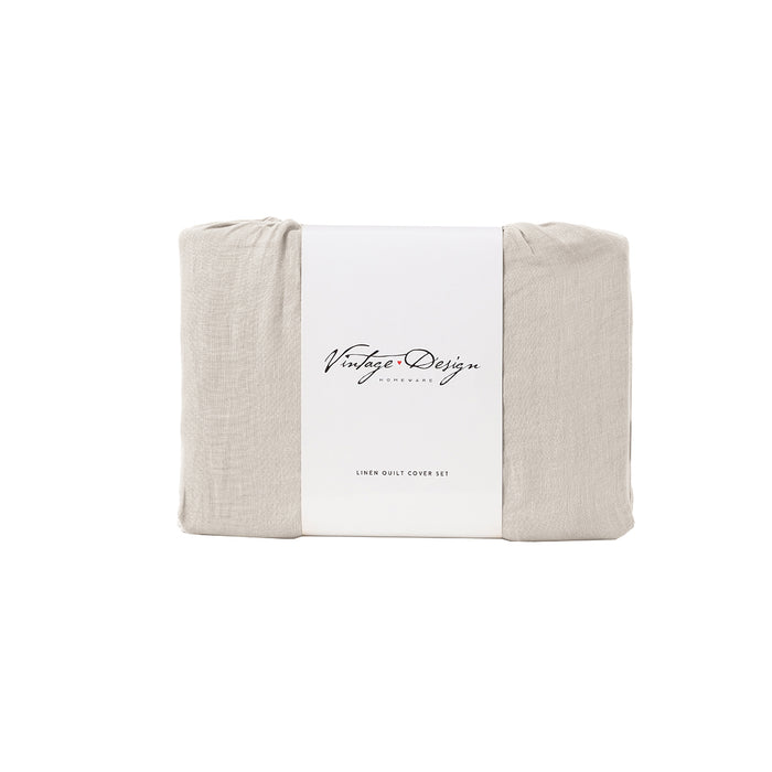 Natural French Linen Quilt Cover Set Queen