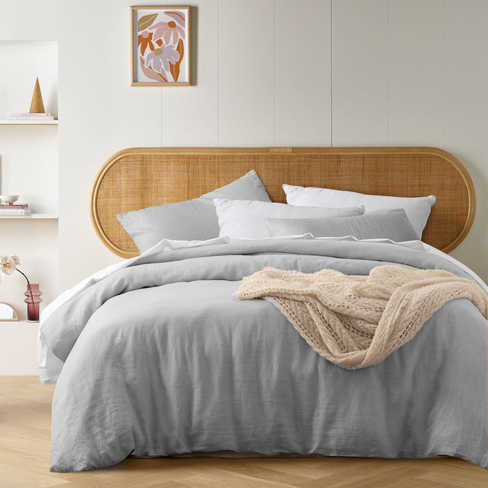 Silver French Linen Quilt Cover Set King