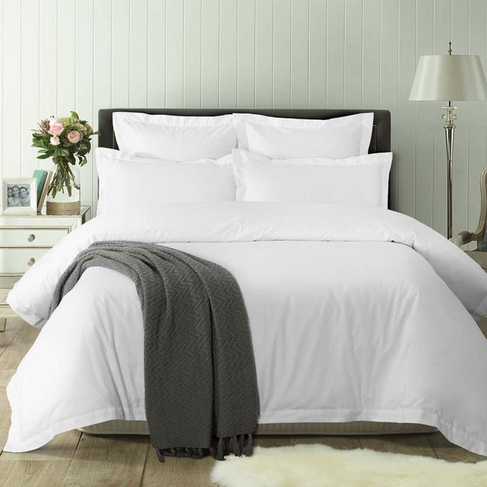 White Tailored Hotel Deluxe Cotton Quilt Cover Set King