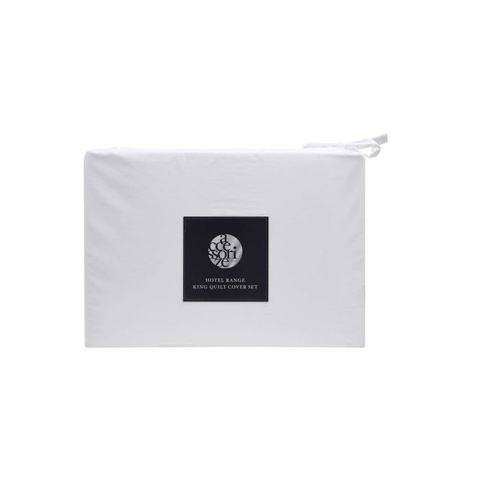 White Tailored Hotel Deluxe Cotton Quilt Cover Set Super King