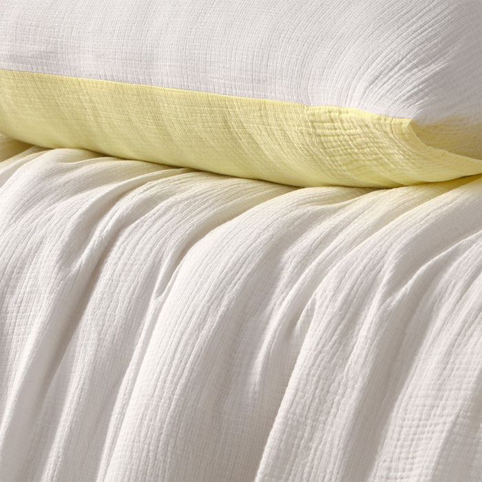 Hugo Reversible White Butter Cotton Gauze Quilt Cover Set King