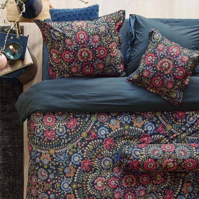 Il Ricamo Dark Blue Cotton Quilt Cover Set Queen