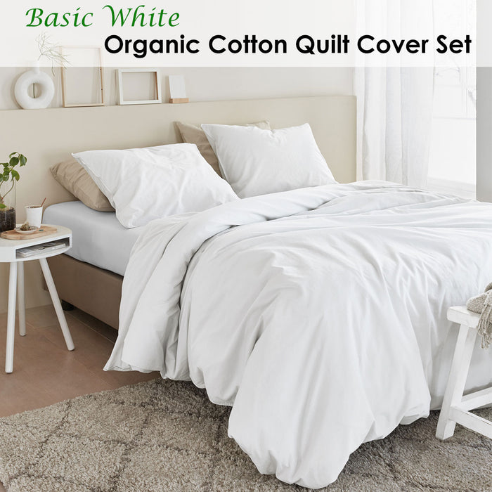 Organic Cotton Basic White Quilt Cover Set King
