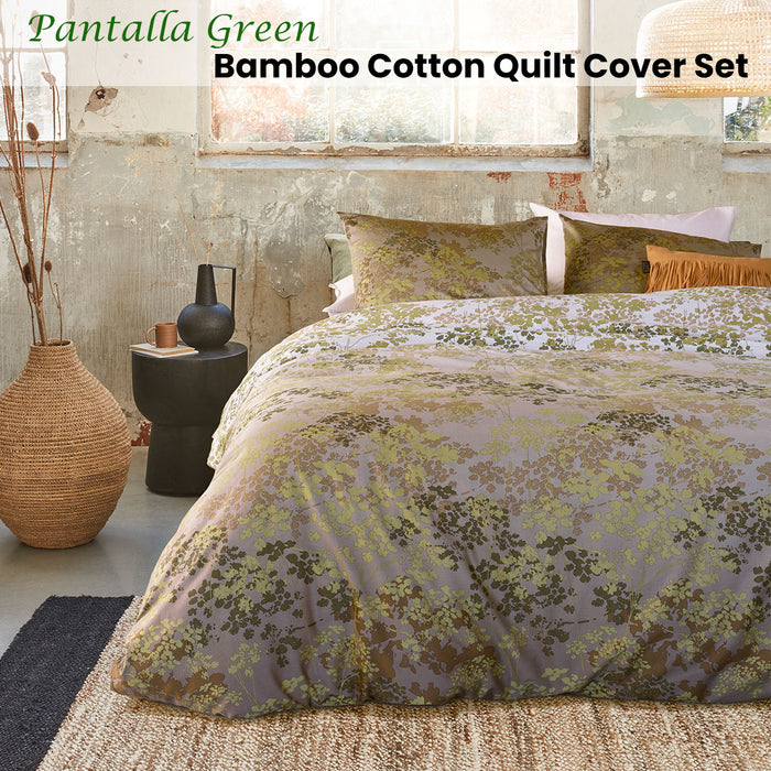 Pantalla Green Bamboo Cotton Quilt Cover Set King