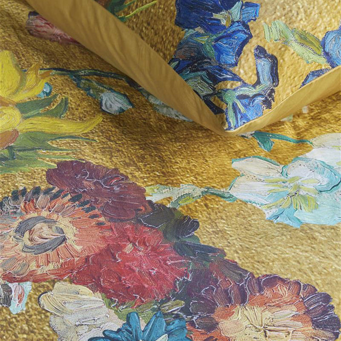 Van Gogh Partout Des Fleurs Gold Cotton Sateen Quilt Cover Set King