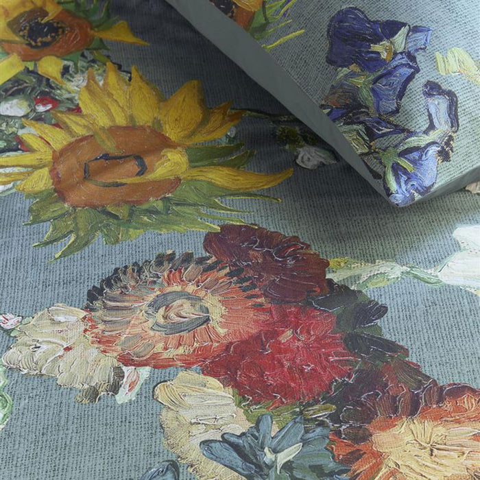 Van Gogh Partout Des Fleurs Green Cotton Sateen Quilt Cover Set King