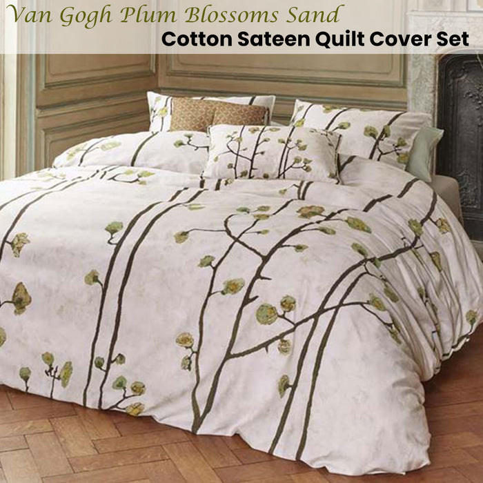 Van Gogh Plum Blossoms Sand Cotton Sateen Quilt Cover Set Queen