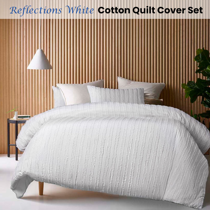 Reflections White Cotton Quilt Cover Set King