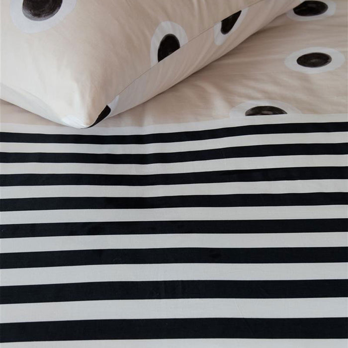 Stripe And Eye Natural Cotton Quilt Cover Set King