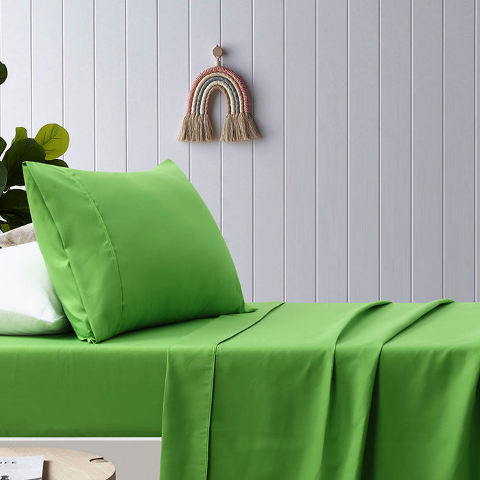 Green Plain Dyed Microfibre Sheet Set Double