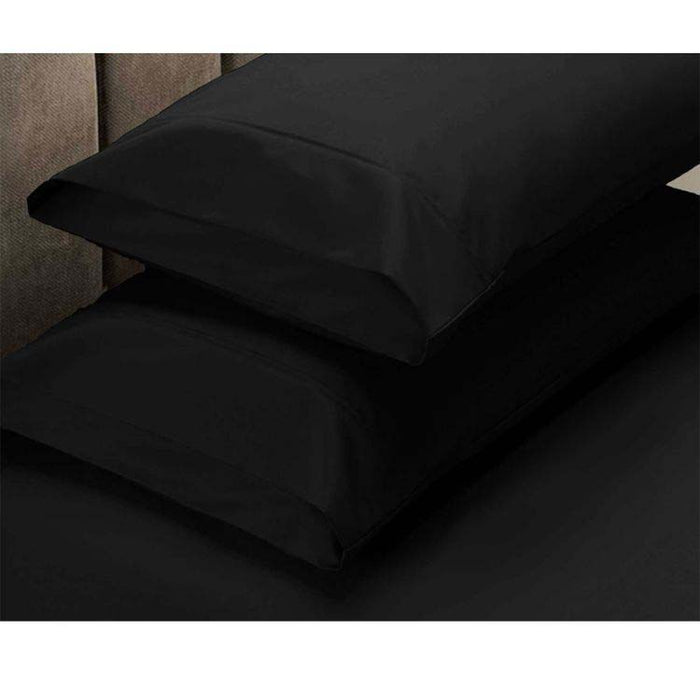 225Tc Fitted Sheet Set King Black Plus 2 Pillowcases