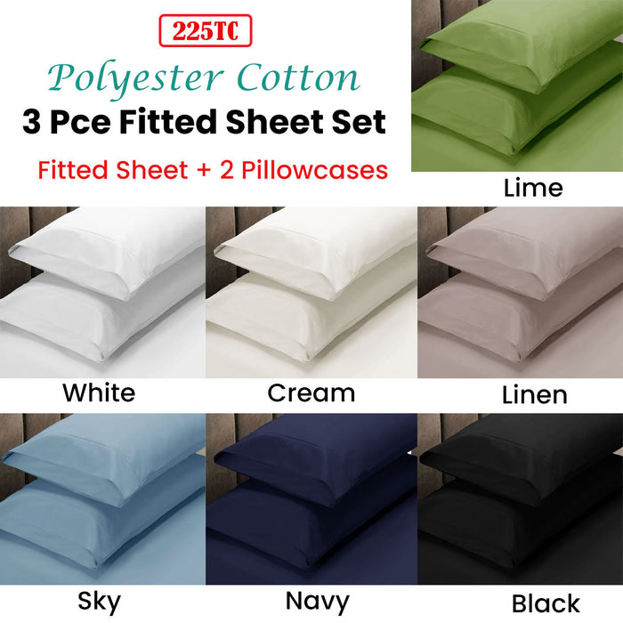 225Tc Fitted Sheet Set King Lime Plus 2 Pillowcases