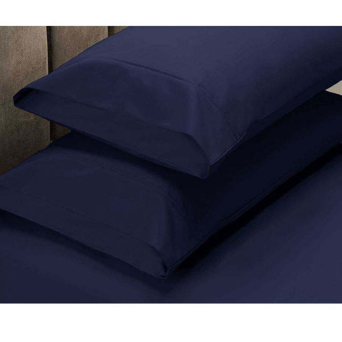 225Tc Fitted Sheet Set King Navy Plus 2 Pillowcases