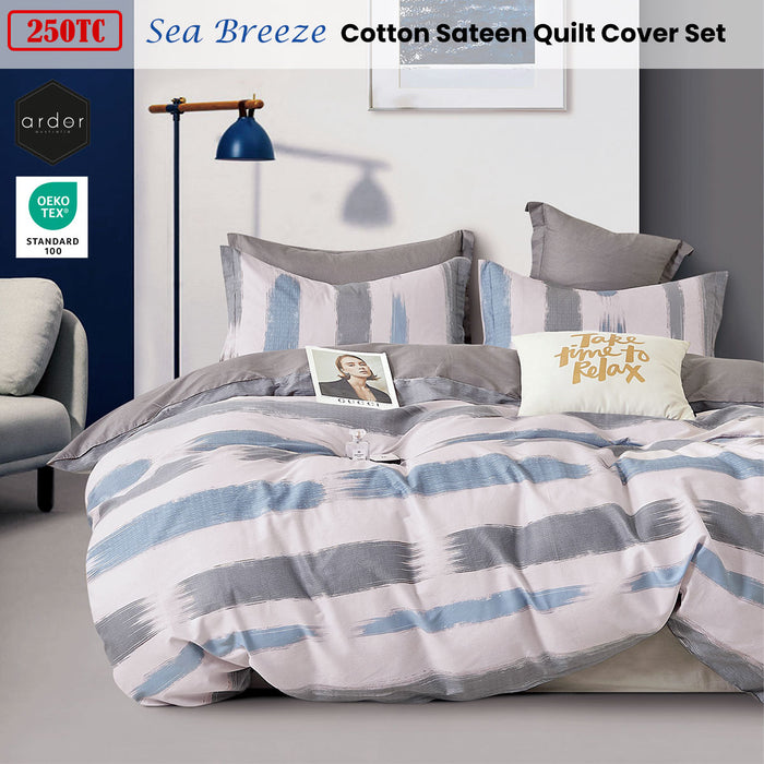 250Tc Sea Breeze Cotton Sateen Quilt Cover Set King