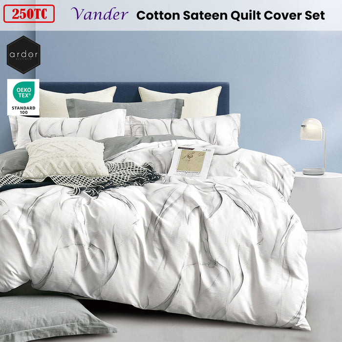 250Tc Vander Cotton Sateen Quilt Cover Set Queen