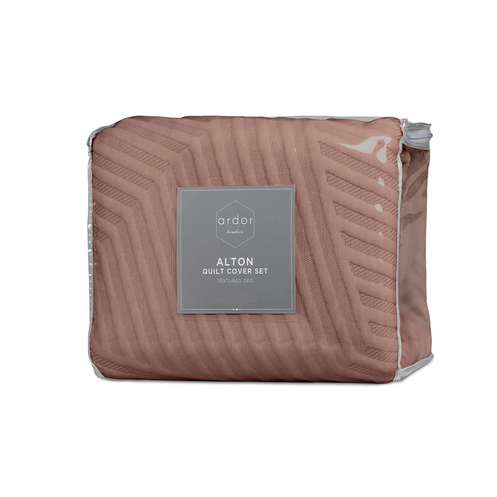 Alton Burlwood Jacquard Embossed Texture Geo Quilt Cover Set King