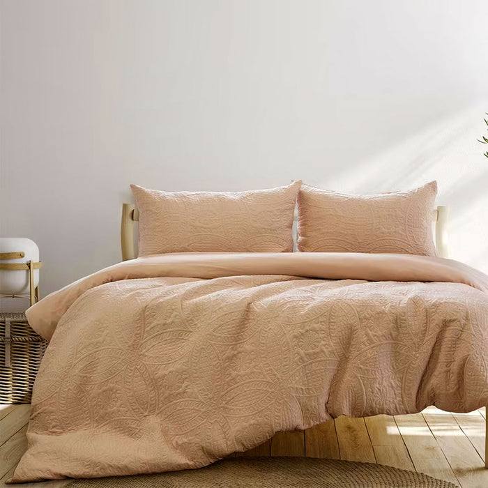 Chateau Cinnamon Embossed Quilt Cover Set King