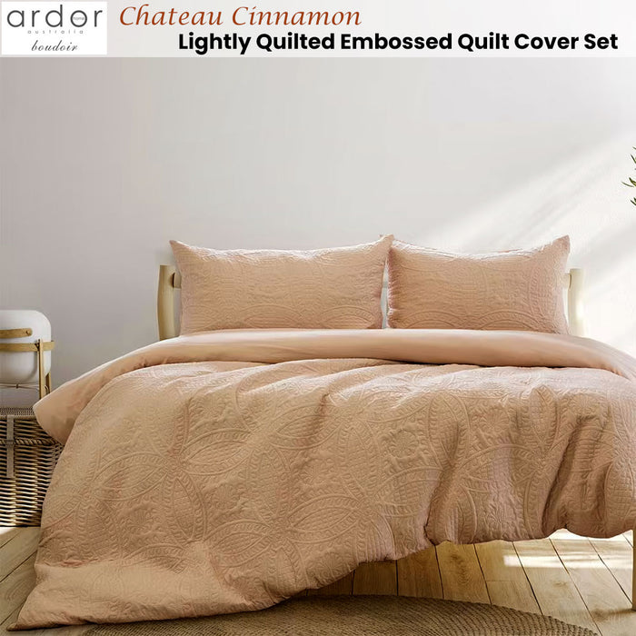 Chateau Cinnamon Embossed Quilt Cover Set King