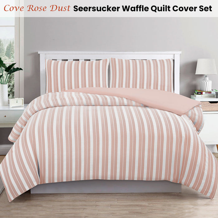 Cove Rose Dust Seersucker Waffle Quilt Cover Set King