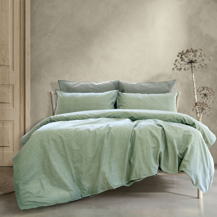 Embre Seagrass Linen Look 100% Cotton Quilt Cover Set King