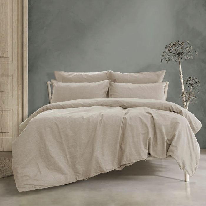 Embre Taupe 100% Washed Cotton Quilt Cover Set King