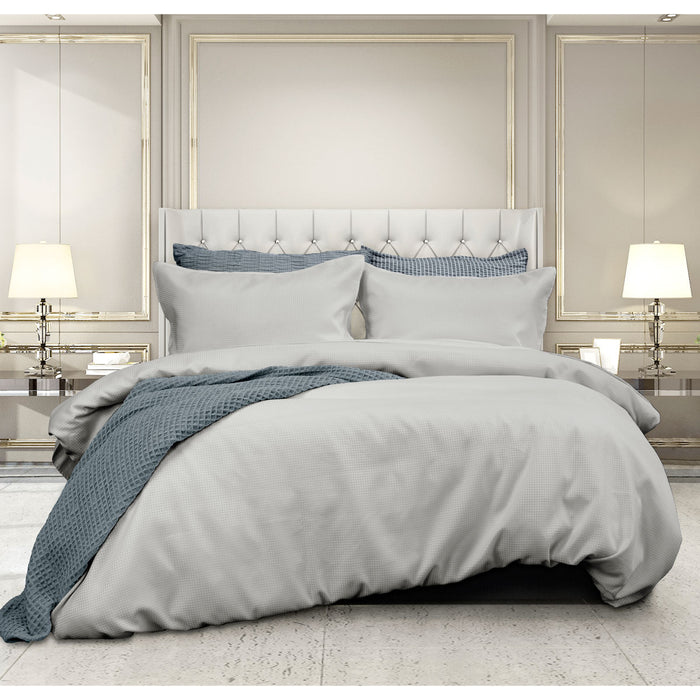Florence Waffle Silver Quilt Cover Set King