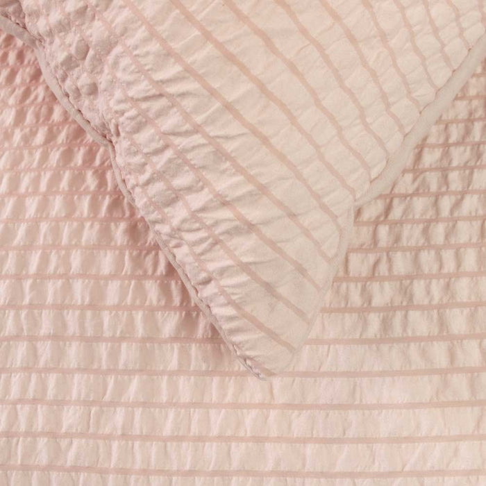 Ingrid Blush Seersucker Stripe Quilt Cover Set King