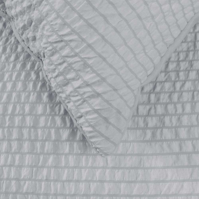 Ingrid Silver Seersucker Stripe Quilt Cover Set King
