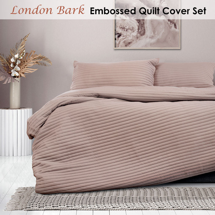 London Bark Embossed Quilt Cover Set King