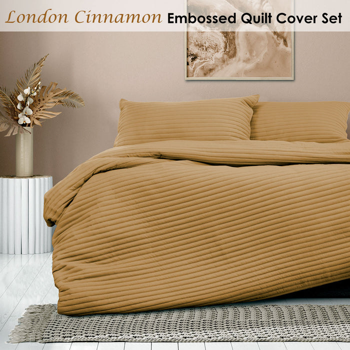 London Cinnamon Embossed Quilt Cover Set King