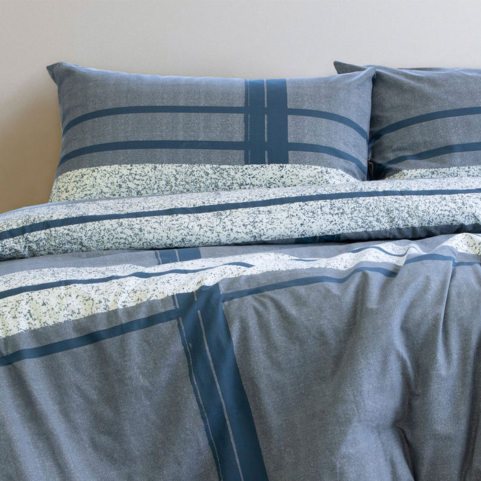 Mateo Navy Polyester Cotton Quilt Cover Set King