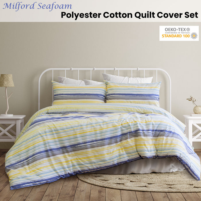 Milford Seafoam Polyester Cotton Quilt Cover Set King