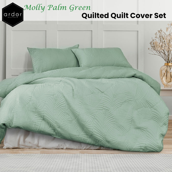 Molly Palm Green Quilted Quilt Cover Set King