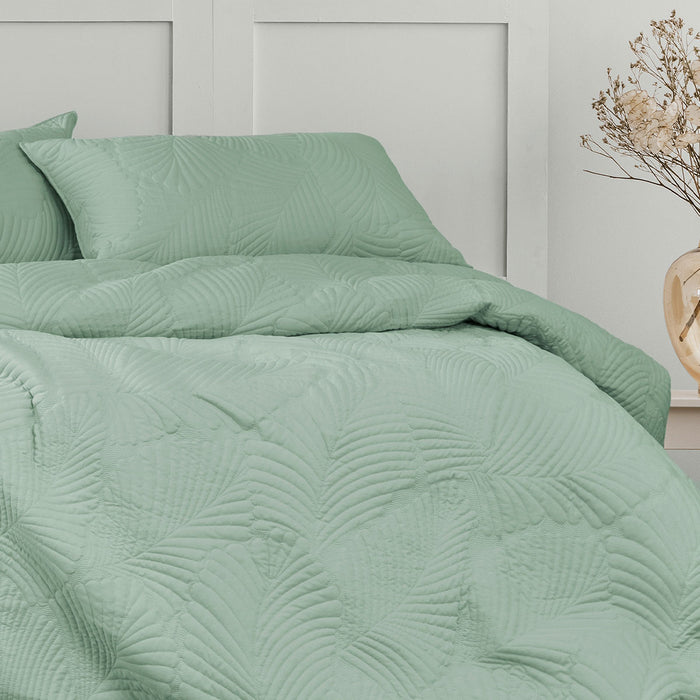 Molly Palm Green Quilted Quilt Cover Set King