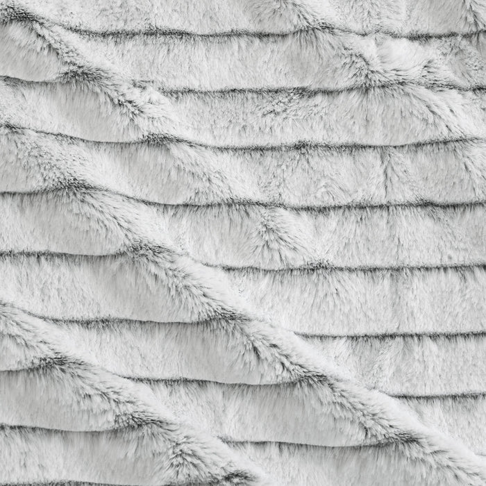 Striped Faux Fur Grey Super Soft Quilt Cover Set King