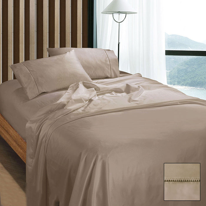 1100Tc Egyptian Cotton Sateen Sheet Set Doeskin Queen